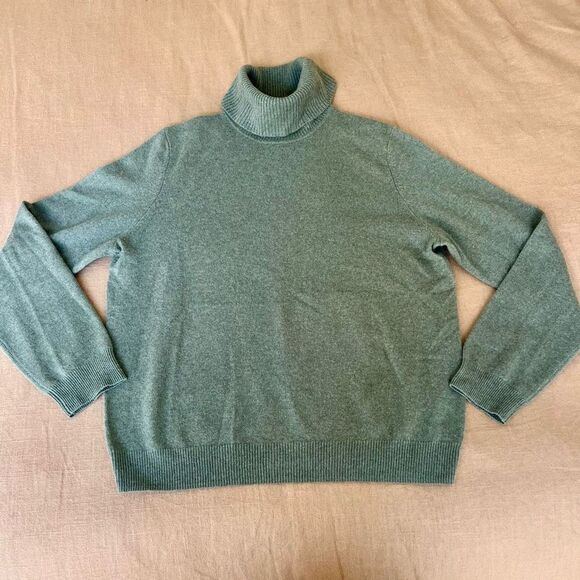 Marina Luna Womens military green Turtle Neck‎ 100% Luxury Cashmere Sweater Size - Picture 1 of 6
